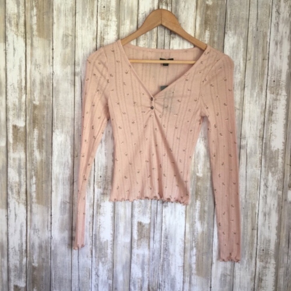 NWT Wild Fable Pink Floral Baby Doll Top - Picture 3 of 6